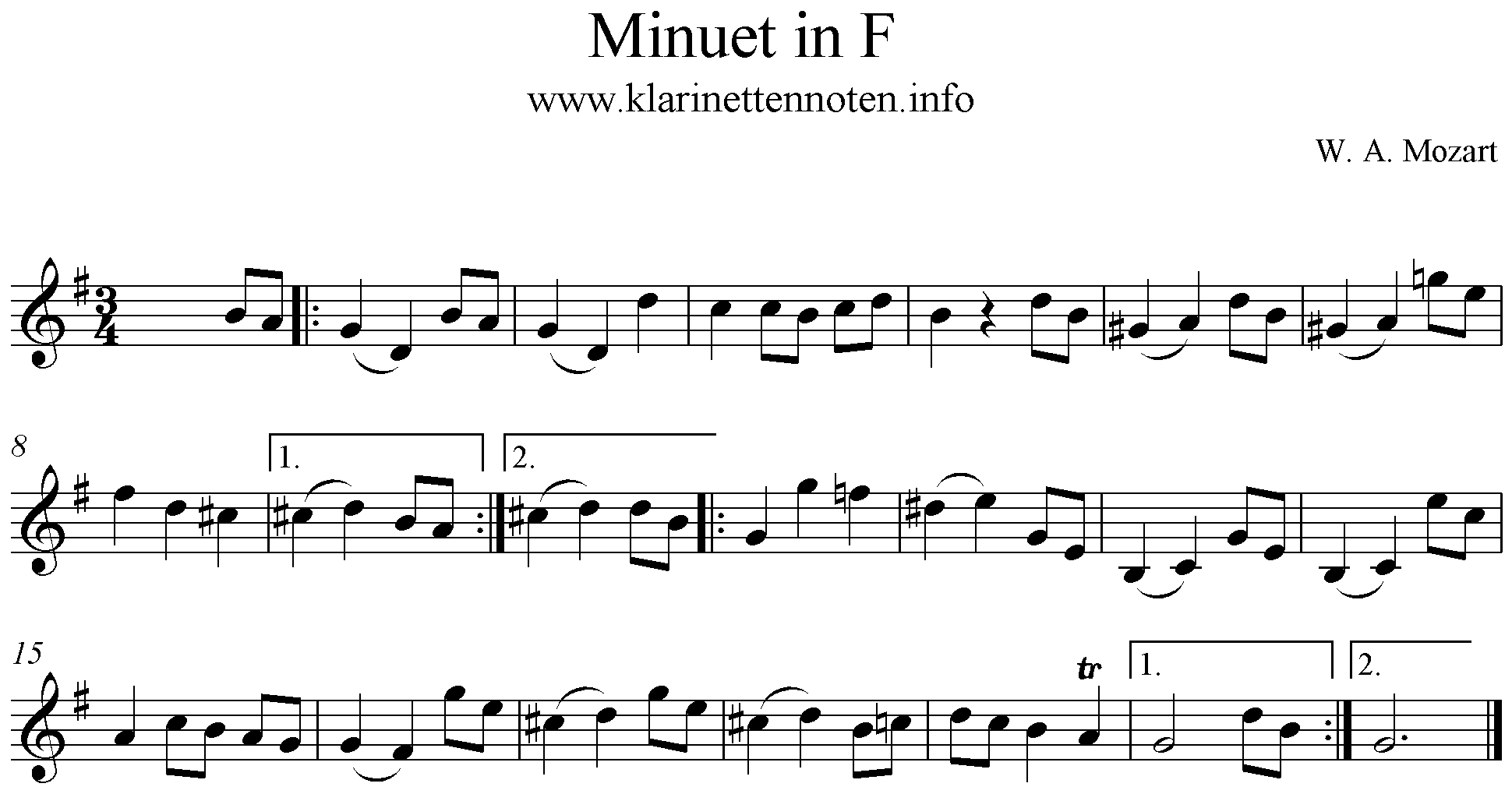 Mozart, Menuet in F, G-Dur